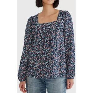 Lucky Brand Ditzy Floral Peasant Top Women's Small Cottage Hippie Boho Prairie